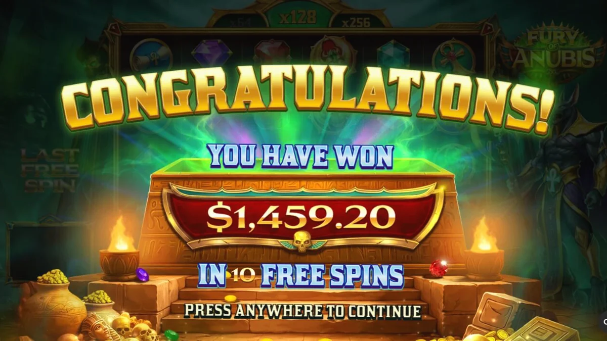 Fury of Anubis slot game interface featuring dark Egyptian theme