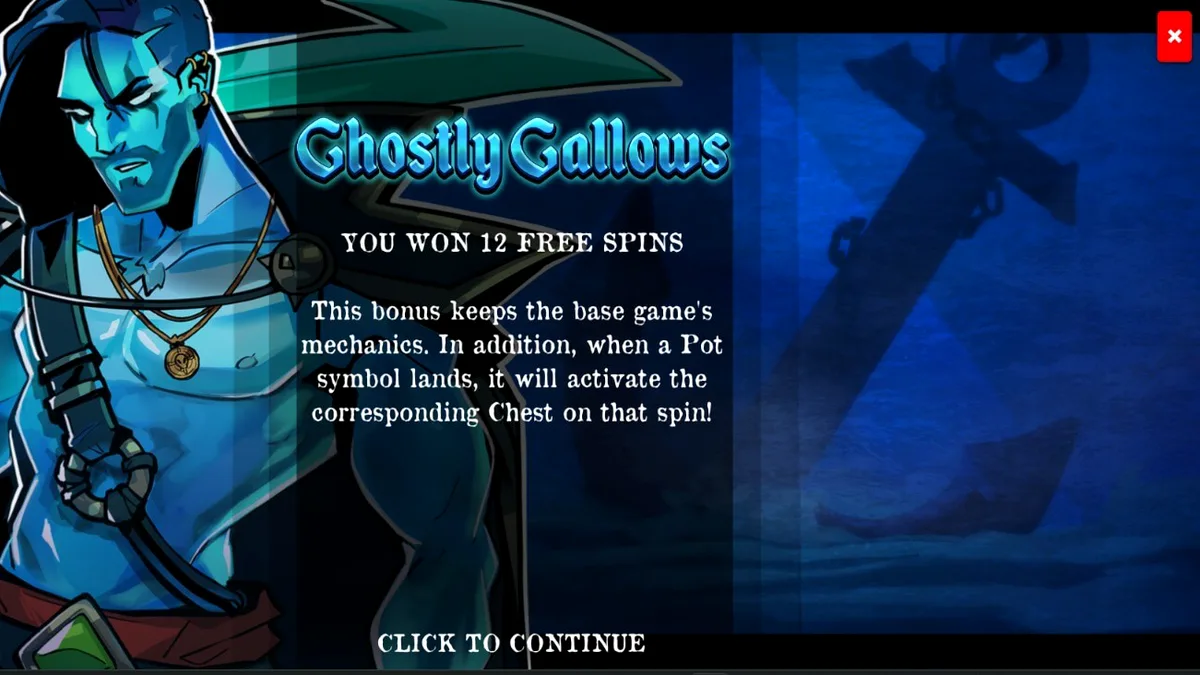 3 Cursed Chests: Hold & Win slot game screen na nagpapakita ng mga pirata at mahiwagang chest